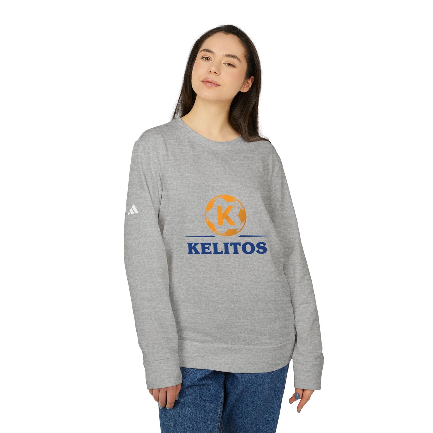 adidas Unisex Fleece Crewneck Sweatshirt - Gold Emblem Sporty Style