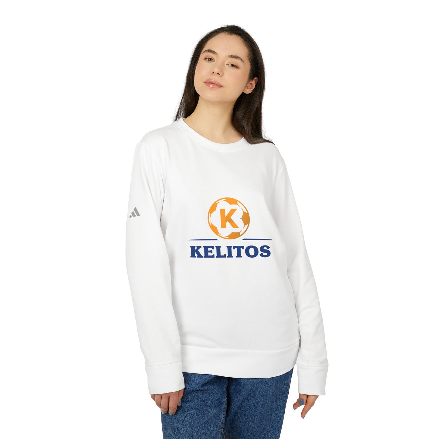 adidas Unisex Fleece Crewneck Sweatshirt - Gold Emblem Sporty Style