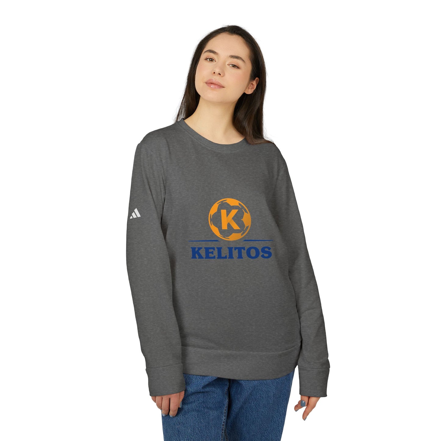 adidas Unisex Fleece Crewneck Sweatshirt - Gold Emblem Sporty Style